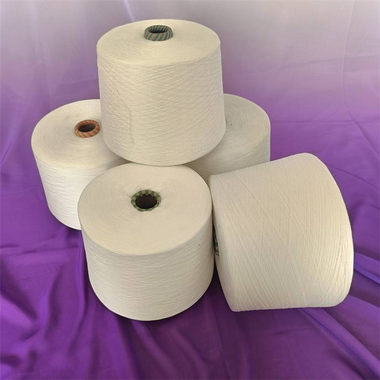 再生涤棉纱653545支纺织纱线涤粘纱在机生产