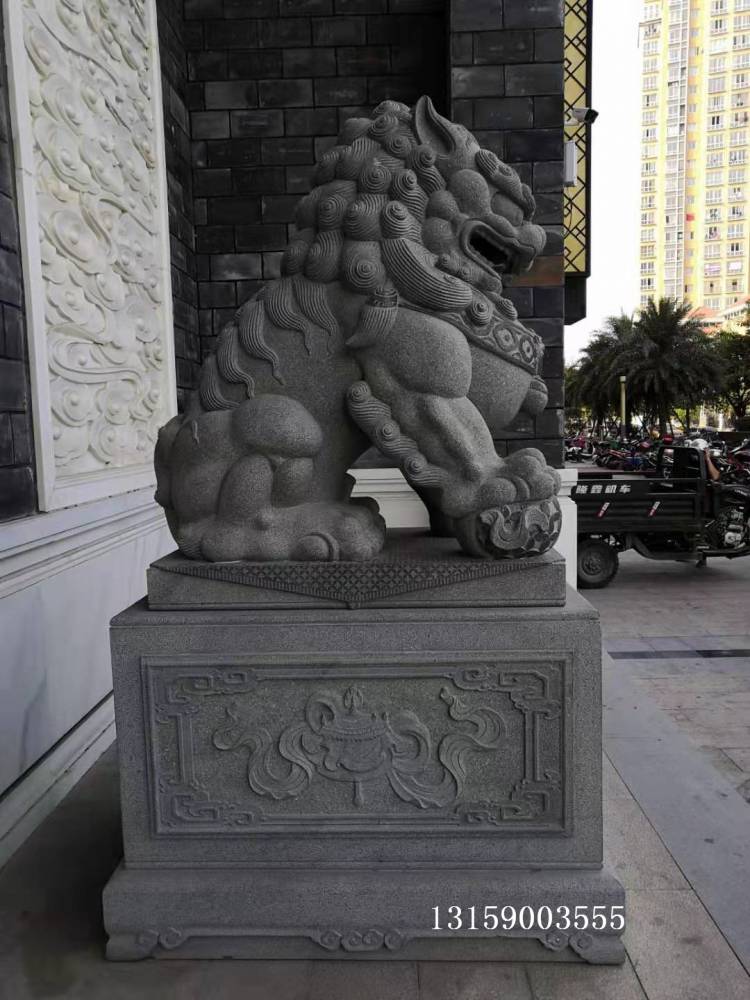 镇宅石雕狮子仿古青石石狮门口摆放石狮子
