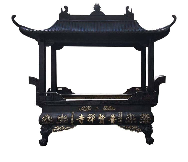 创飞工艺寺庙长方形带盖铜香炉