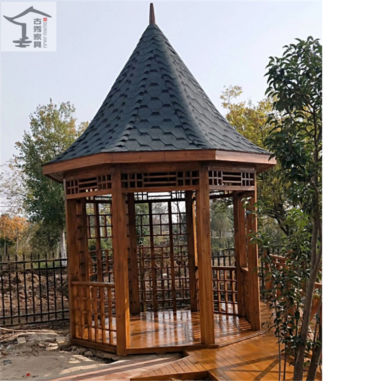 广西南宁防腐木凉亭六角凉亭批发仿古木景观亭子