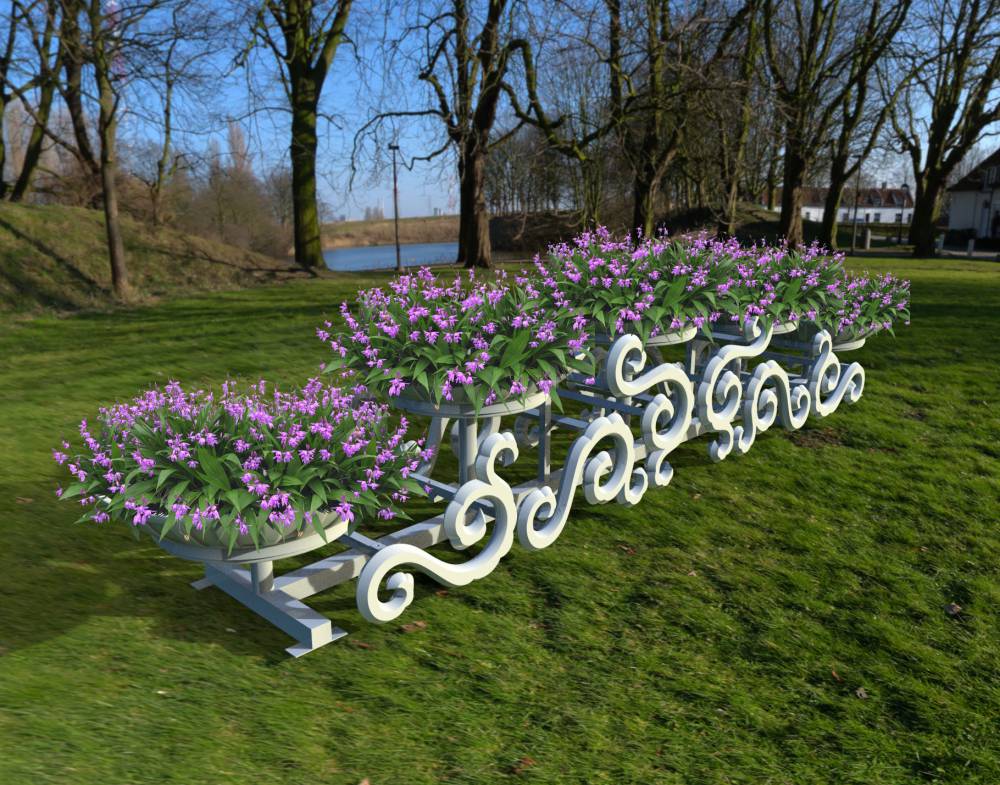 大型景觀花器花盆公園庭院廣場花器鍍鋅鋼管吹塑材質配套圖片