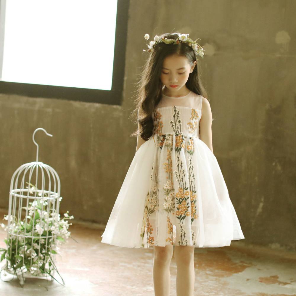 免费加盟的服装工厂店碎花洋气韩版儿童裙子花色方领短袖连衣裙儿童