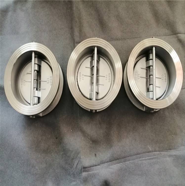 水泵出口不锈钢逆止阀 h76w-16p h77w-16p 蝶型双瓣对夹式止回阀 逆止