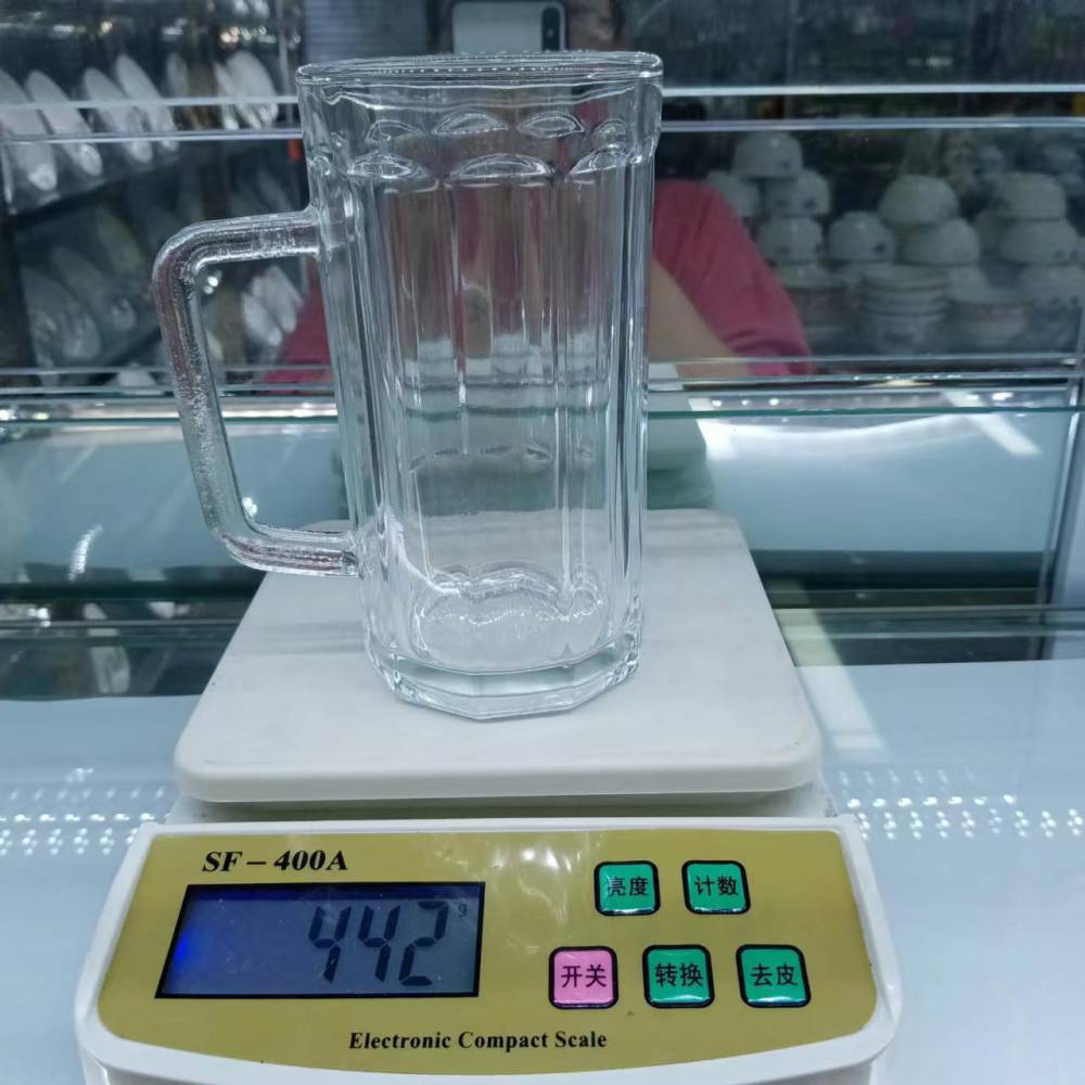 厂家超市货源0.4扎啤玻璃杯餐厅大排档夜市喝水喝啤酒玻璃杯
