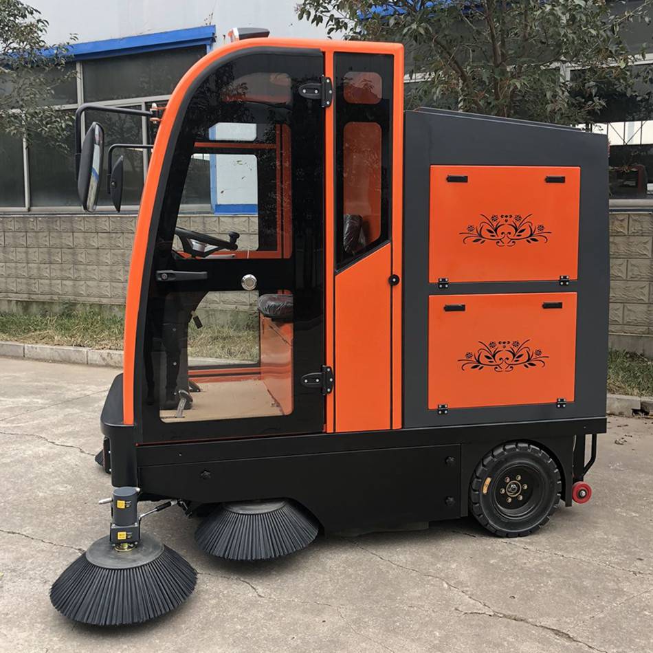 威凯电动扫地车新能源四轮清扫车垃圾箱自卸功能