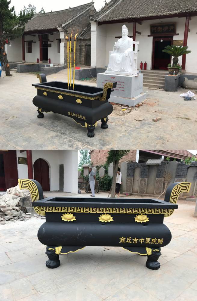 寺院景区烧香炉烧纸炉子铸铁铁艺方口长方形铁香炉