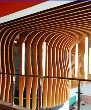 办公室墙身造型弧形铝方通装饰