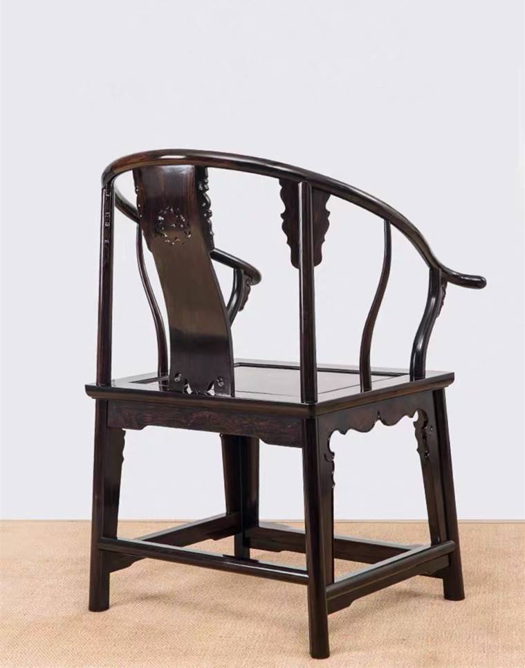 王世襄款明式圈椅小巧别致紫光檀麒麟圈椅3件套曲线苍劲有力