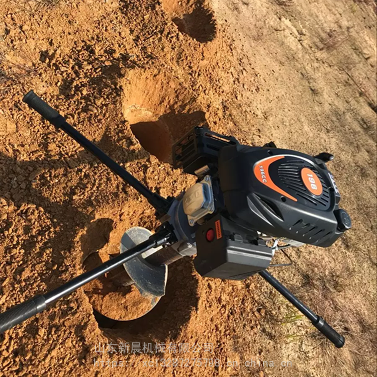 新晨植树挖坑机电线杆刨坑机果树追肥钻孔机汽油单人手提挖坑机