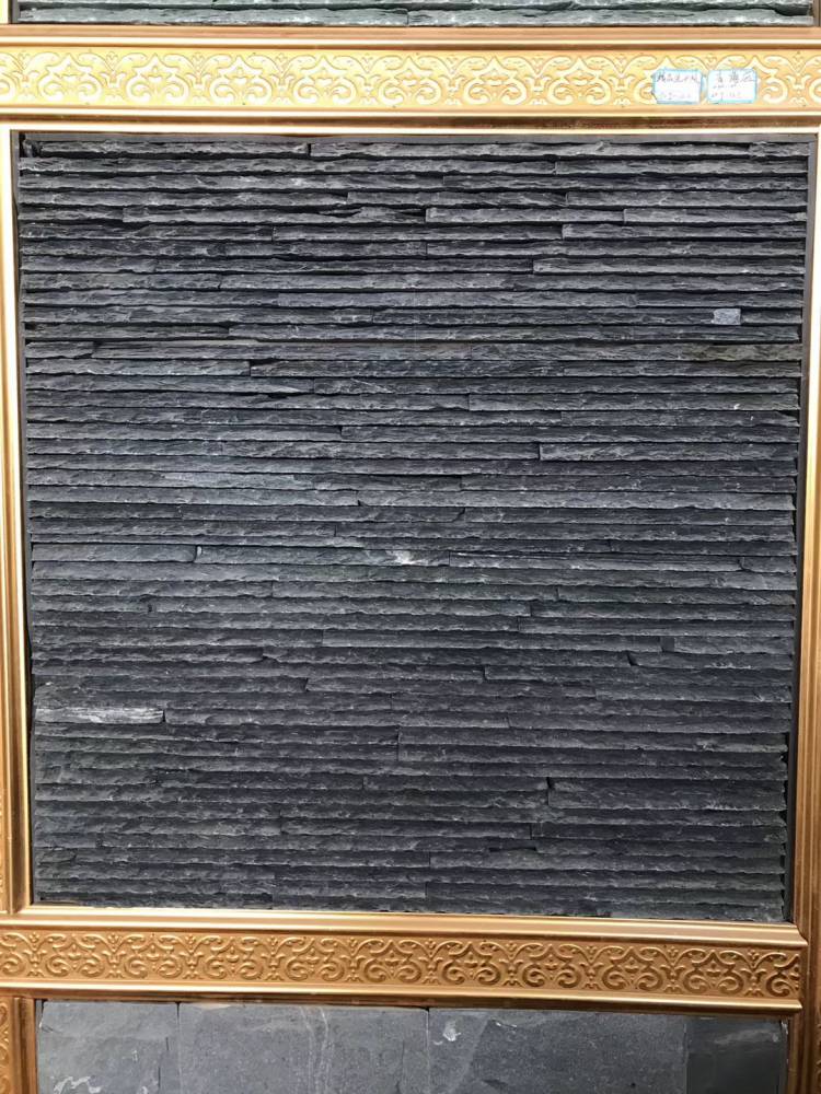 2019天然流水石黑色板岩流水板石材流水砖600150板岩流水石青石板黑