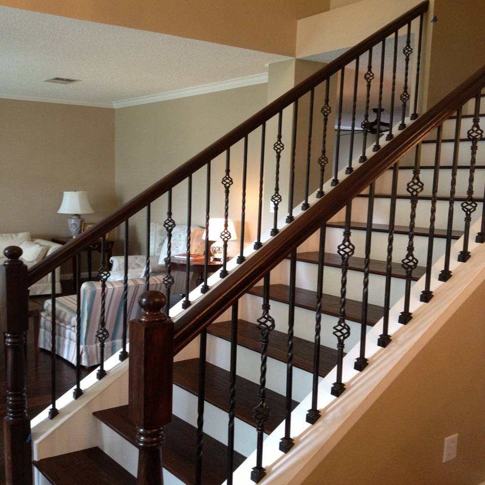 别墅家用铁艺楼梯扶手室内组合楼梯扶手及配件