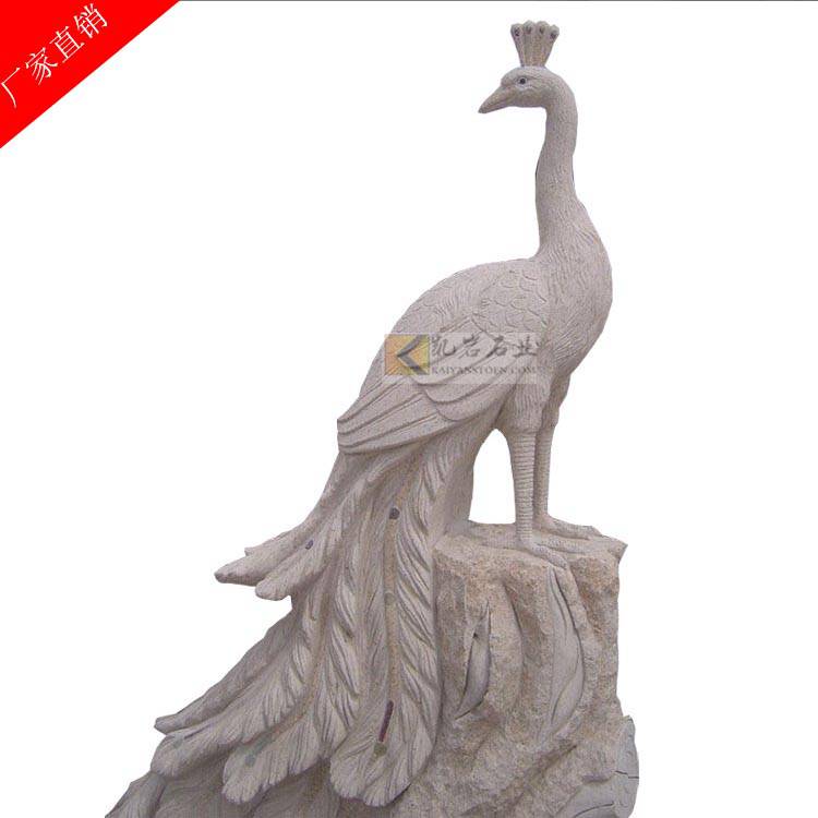 福建石雕孔雀开屏孔雀雕塑花岗岩定制凯岩石雕