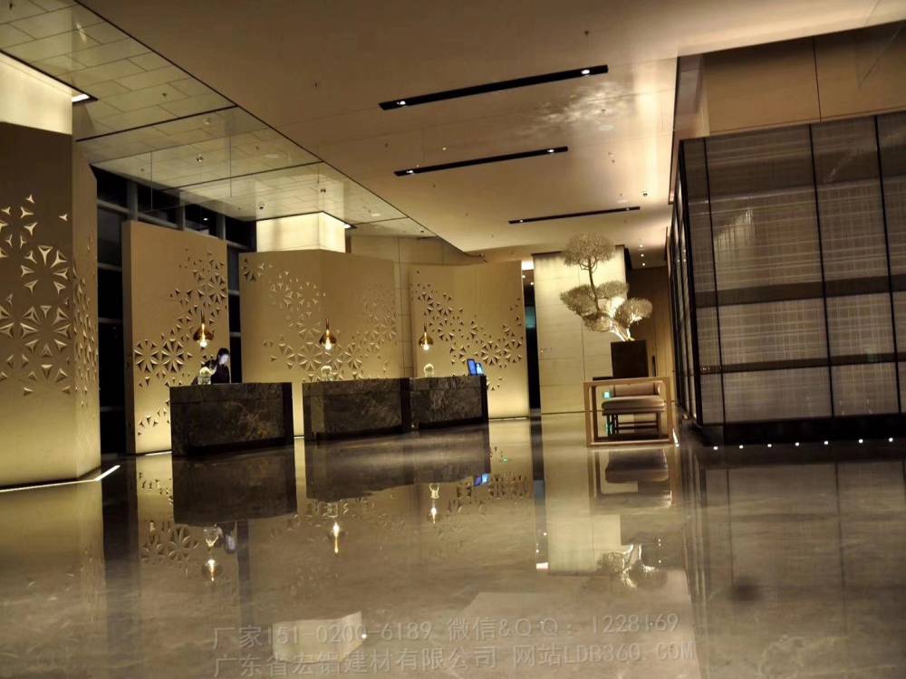 【酒店大厅背景墙铝单板透光冲孔铝板】广东广州酒店大厅背景墙铝单板