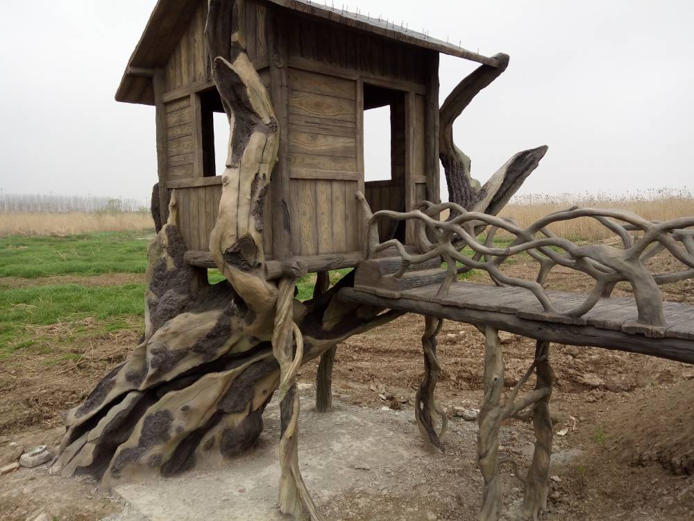 桂林沃德园林制作水泥花架凉亭仿木护栏仿真树仿木纹木屋工程