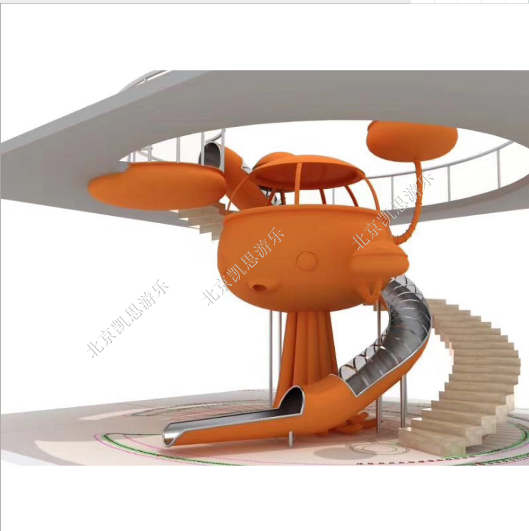 商场不锈钢消防逃生滑梯滑道定制室内大型不锈钢旋转滑梯儿童乐园图片