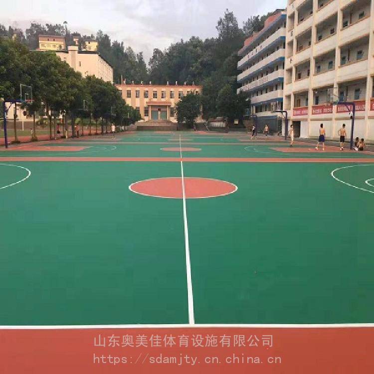 塑胶篮球场 标准室外篮球场造价 环保硅PU篮球场定制