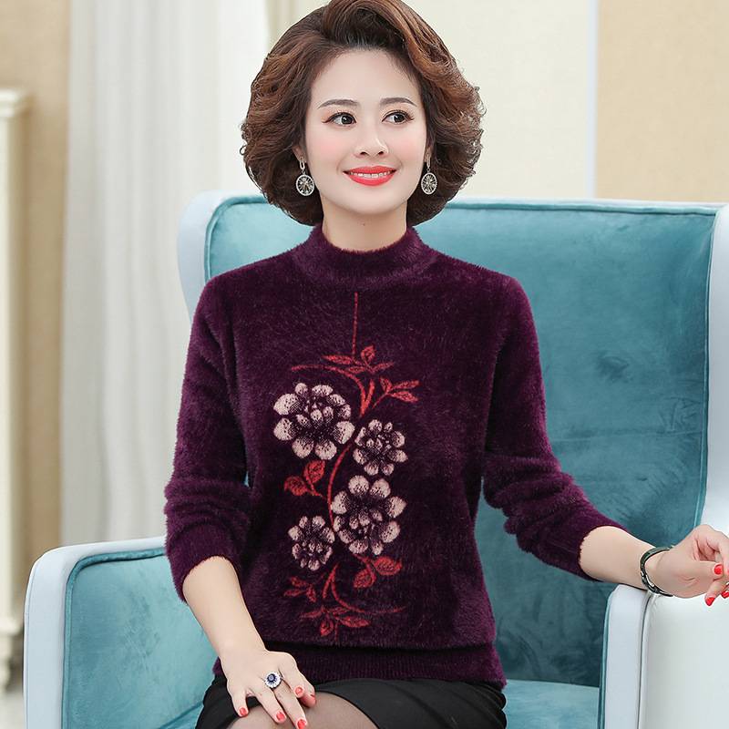 儿童服装批发网宽松保暖毛衣上衣妈妈时尚洋气中老年妈妈女一手货源***