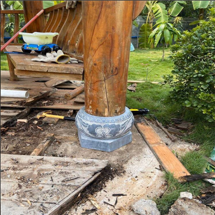 家词祖堂圆柱奠基石寺庙道观柱子底座石鼓柱桩石头底座阜新