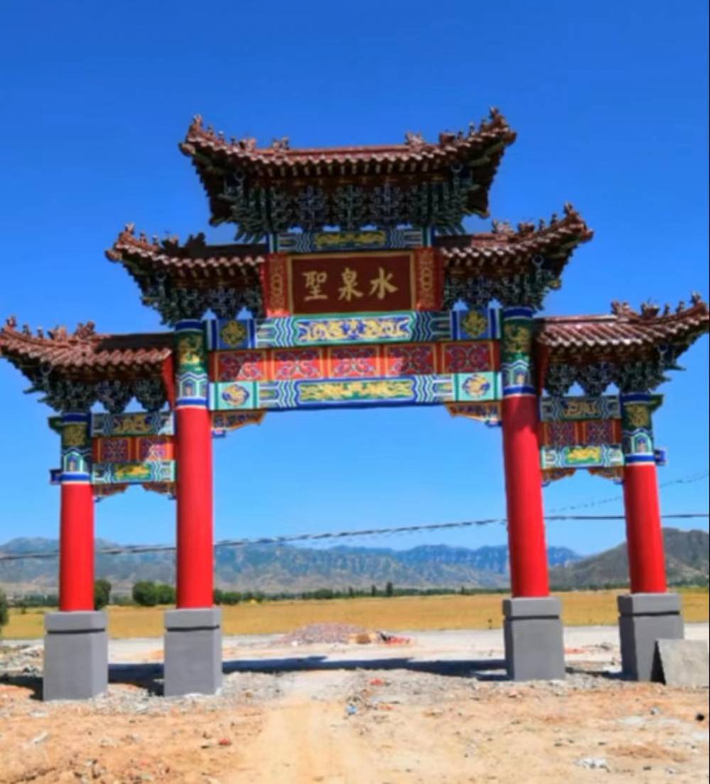 善帛广场街道混凝土牌坊四柱五楼水泥仿古牌楼定制