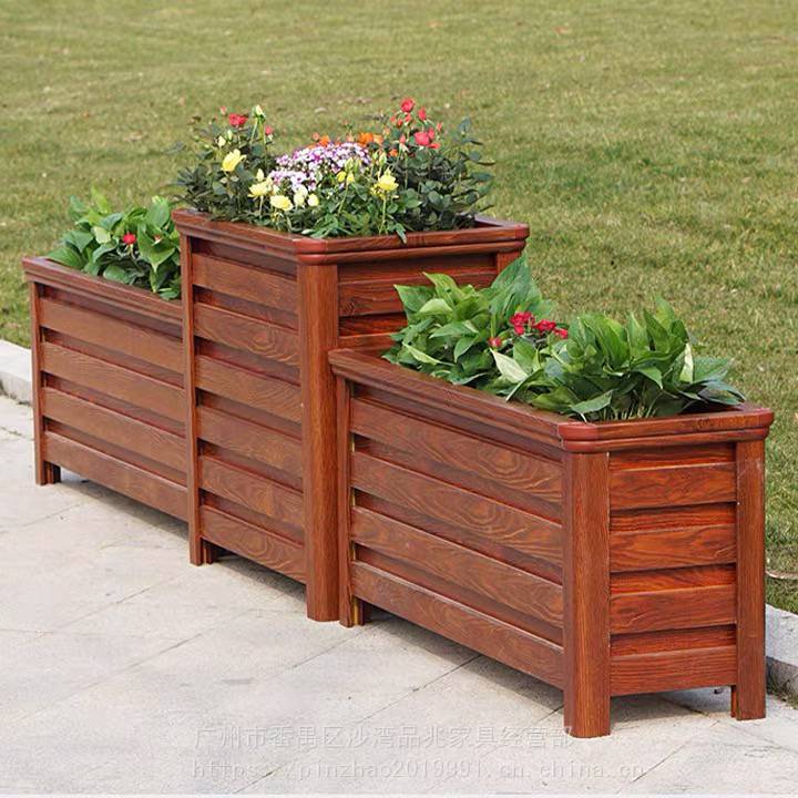 广州户外花箱铝合金防腐木pvc花箱绿化花槽马路小区花箱