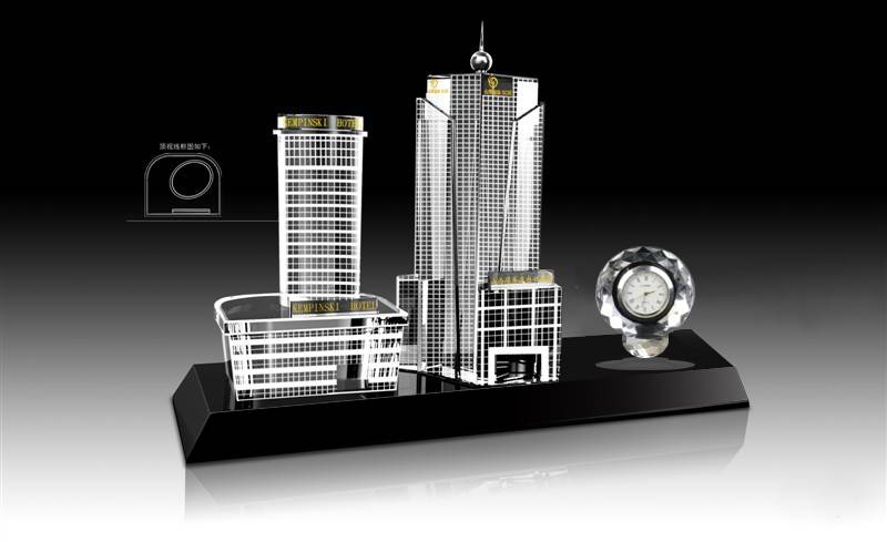 水晶楼模定制水晶模型沙盘定制广州水晶工艺品工厂大厦大楼竣工仪式