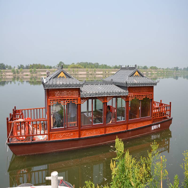 定制加工10米小型画舫船湖南岳阳景区风景观光仿古船大型电动画舫木船