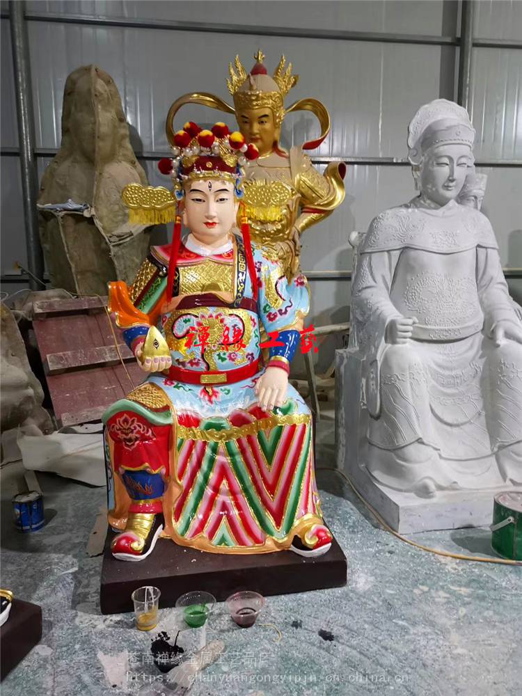 五显大帝玻璃钢彩绘五显灵官树脂贴金神像定制