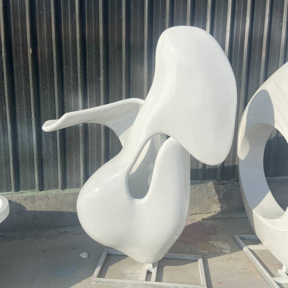 景观艺术雕塑抽象凤凰玻璃钢烤漆白色落地摆件