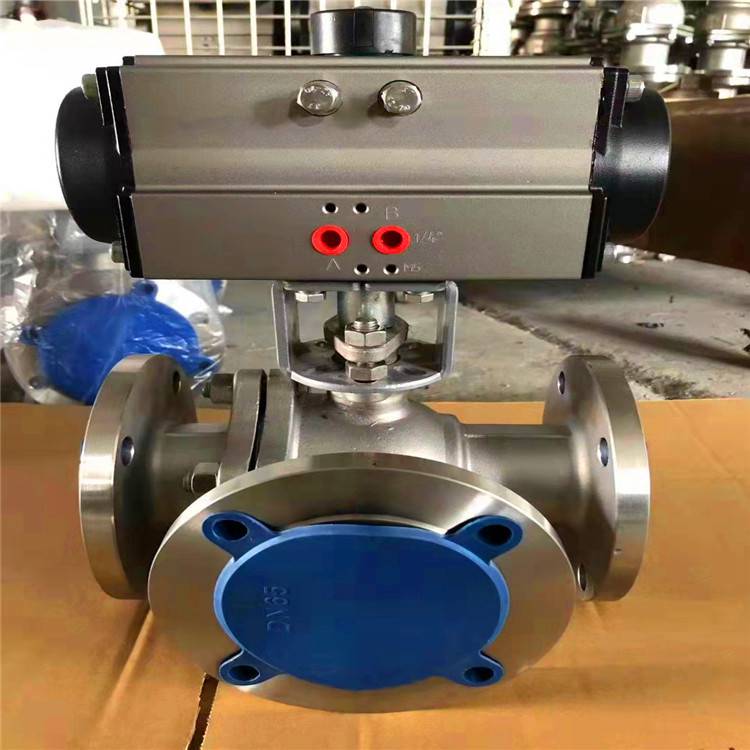 蒸汽三通阀门q641f16pdn40气动不锈钢法兰球阀切断阀蜗轮法兰软密封