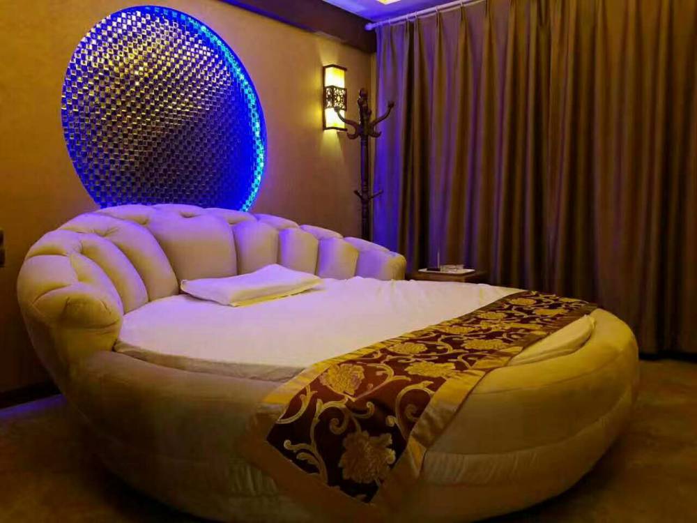 圆床酒店圆形spa情趣床酒店圆床宏图家具批发定做高箱布艺简约现代