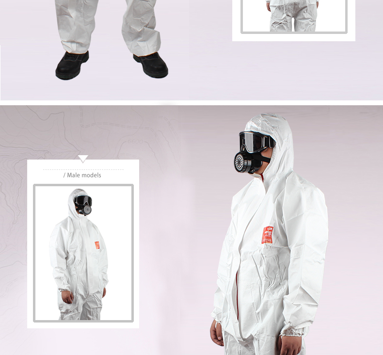 微护佳mg2500wh25w9911102白色标准型有帽连体防护服
