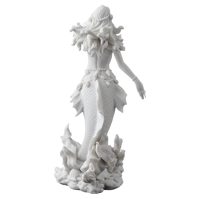 河北曲阳雕塑厂家汉白玉石雕美人鱼雕塑艺术品摆件