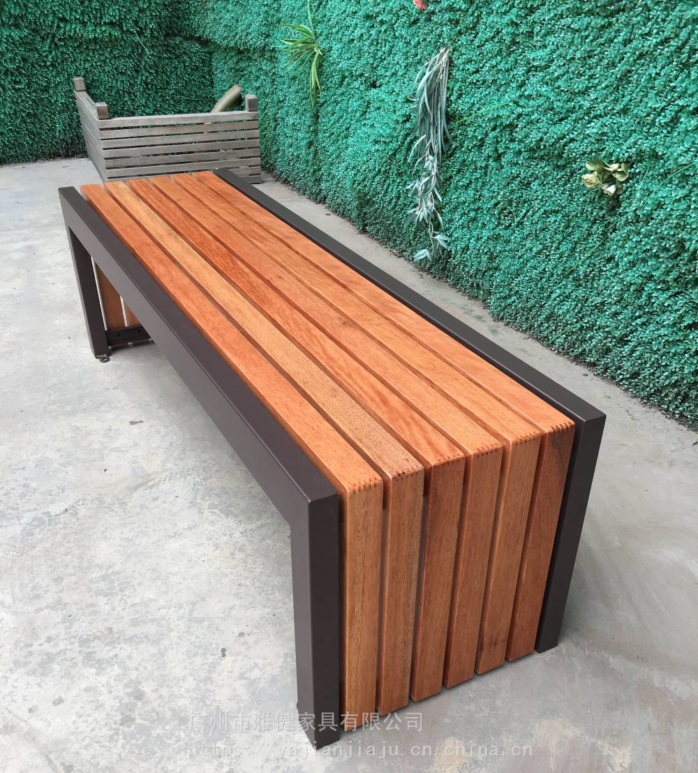 户外长椅实木铁艺椅小区广场休息凳公共园林椅室外座椅庭院休闲长条椅