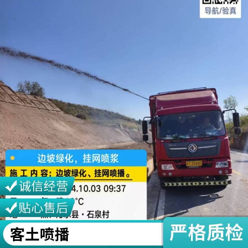 公路道路边坡绿化施工队客土喷播挂网植草三维网播种草帘子护坡