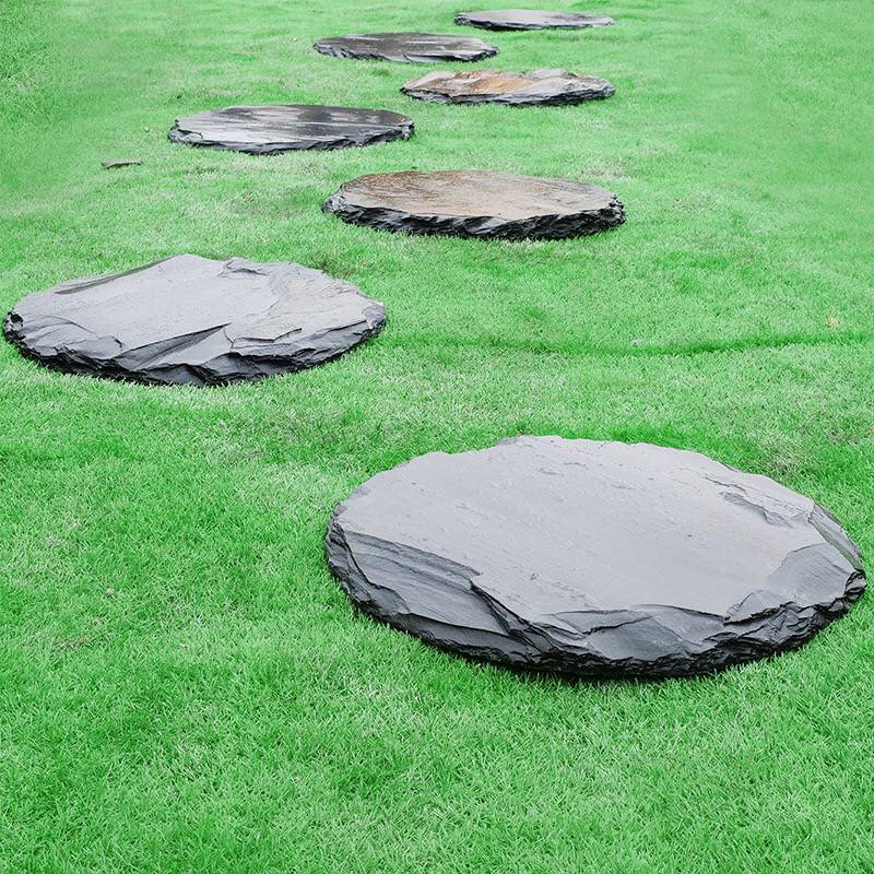 四川天然青石板板汀步石不规则汀步石户外花园垫脚石复古防滑公园脚踏