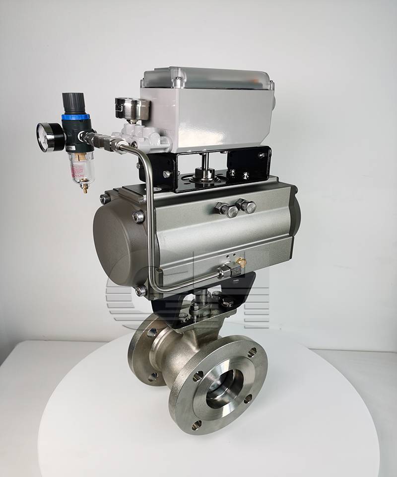 【法兰气动球阀 不锈钢v型球阀 燃气调节型球阀 ***气动调节球阀阀门 