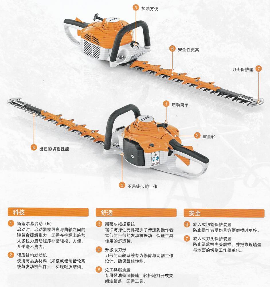 德国品牌斯蒂尔hs82t双刃绿篱机修枝型