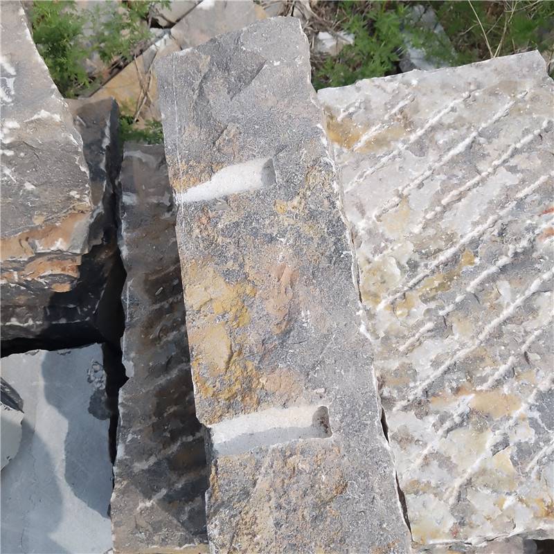 标准尺寸自然面块石垒墙石长方形条石垒墙石灰色干砌石垒墙石