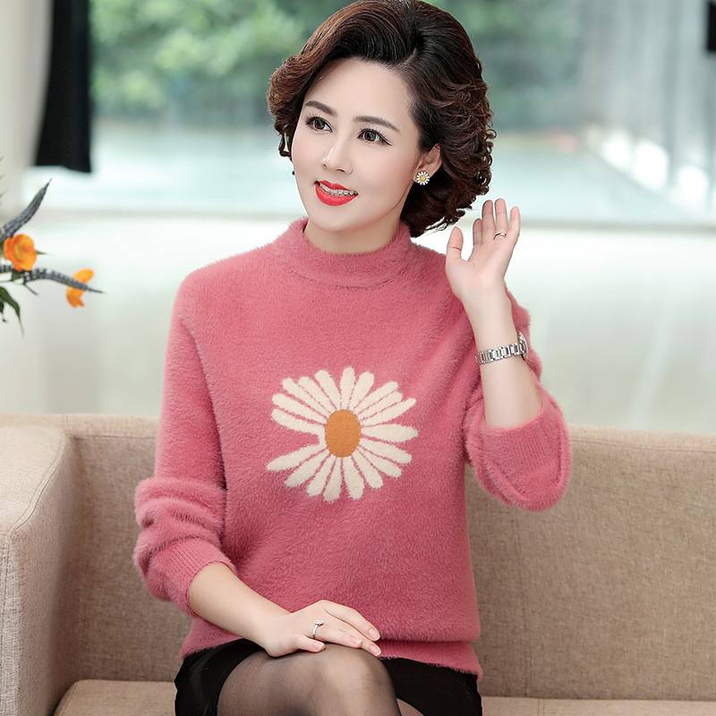 儿童服装批发网宽松保暖毛衣上衣妈妈时尚洋气中老年妈妈女一手货源***