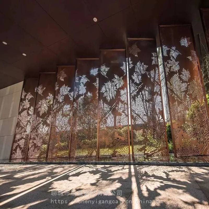 景观钢板镂空景墙耐候板q235nhbq355nhb钢板图案雕刻钢板激光雕刻