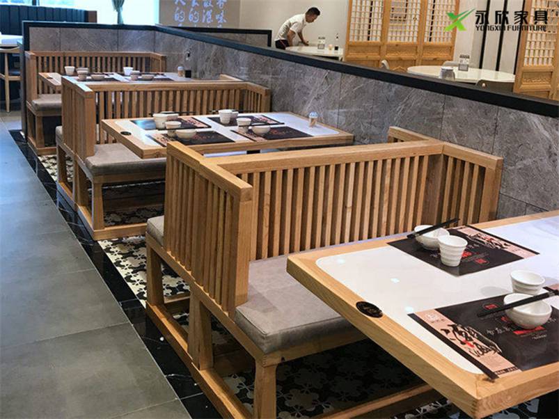 新中式火锅家具现代新中式火锅店桌子卡座沙发案例