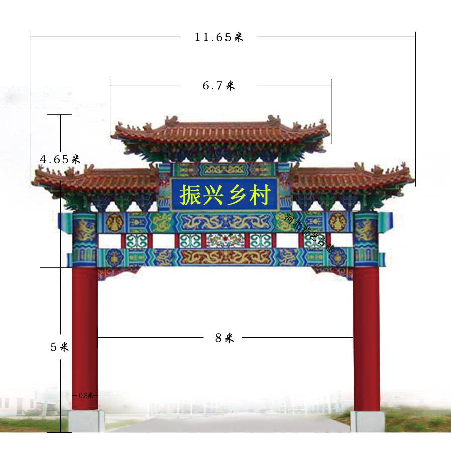 生动立体钢结构门楼施工 山门牌楼 中式牌楼制作