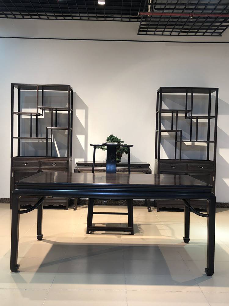品牌紫光檀组合办公桌椅家具工厂明式风格黑酸枝方桌八仙桌批发格