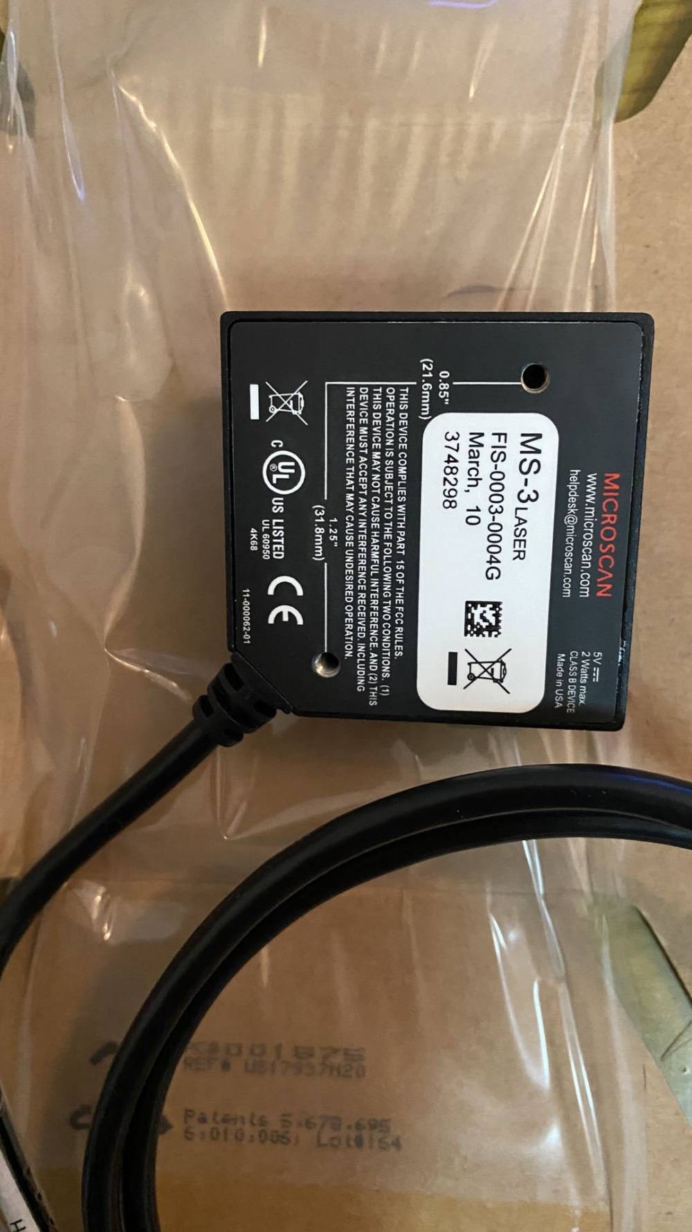 迈思肯microscanms3fis00030002g固定式小型条码扫描器