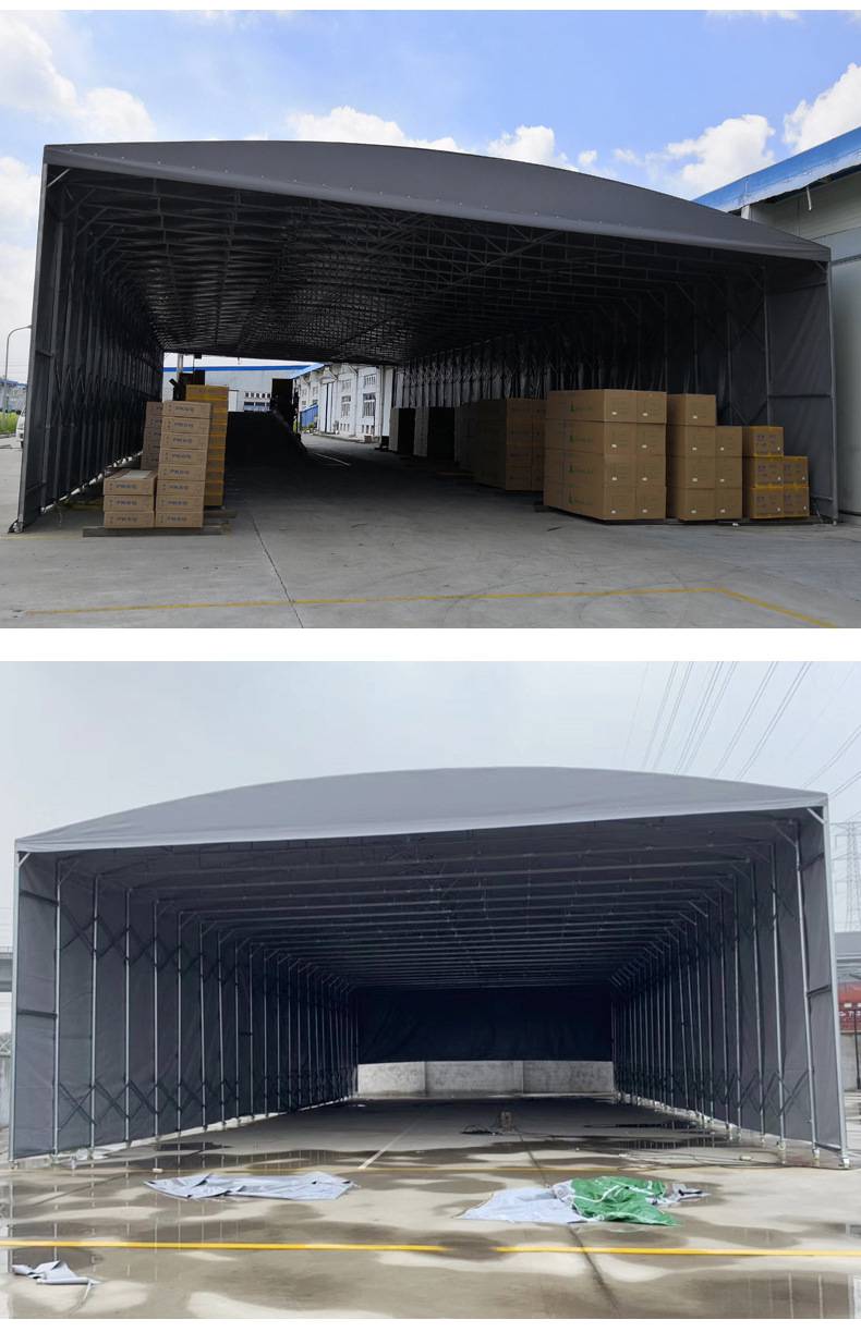 【遥控活动大型悬空轨道式伸缩棚折叠电动推拉遮阳雨篷】价格_厂家 - 