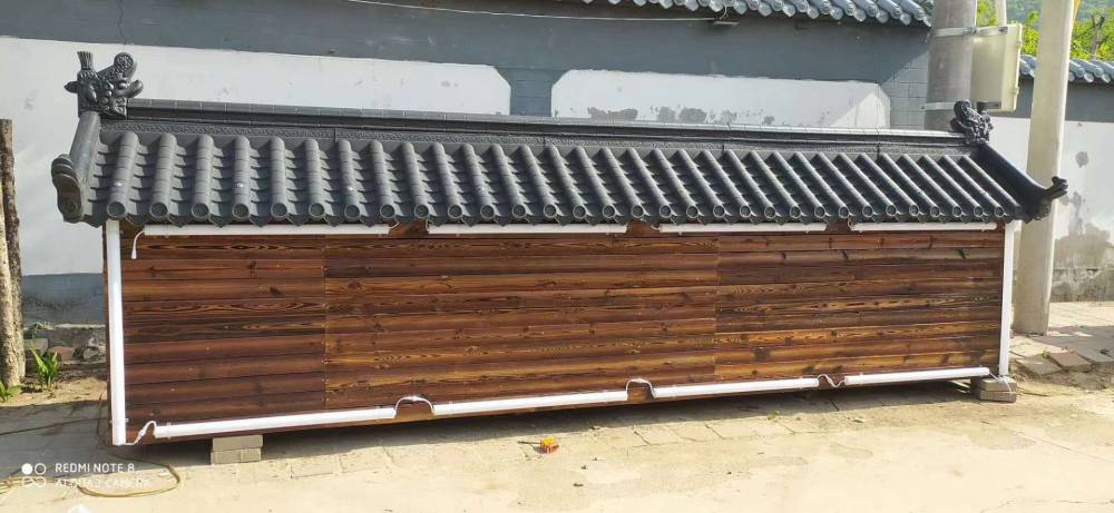 江苏仿古一体屋檐瓦门头室内围墙装饰厚塑料瓦片