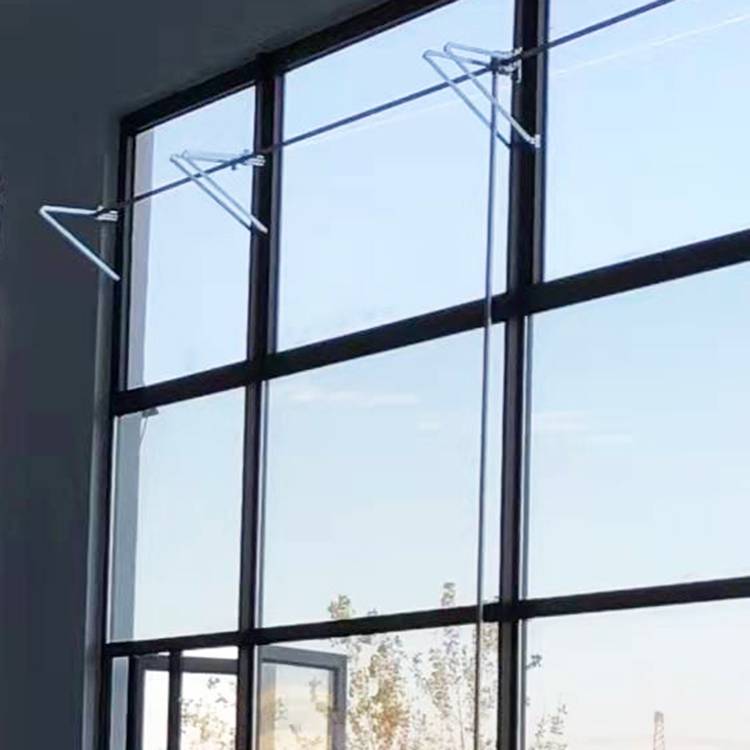 工业厂房消防排烟窗高窗手摇曲臂开窗器一拖多扇安装工程