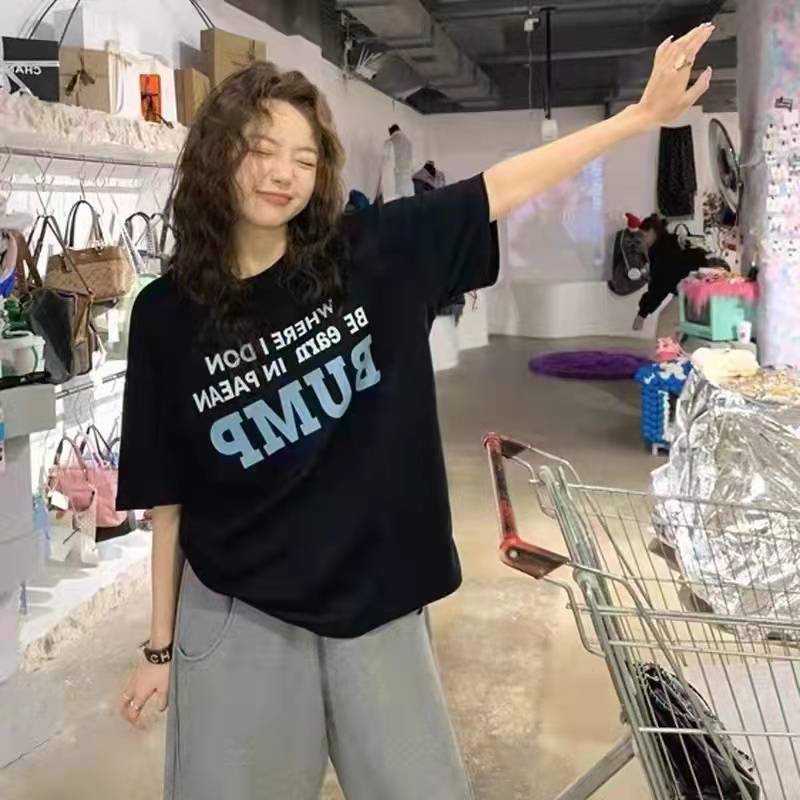 韩版休闲宽松版T恤河北唐山滦南女士短袖t恤纯棉棉T恤宽松版货源