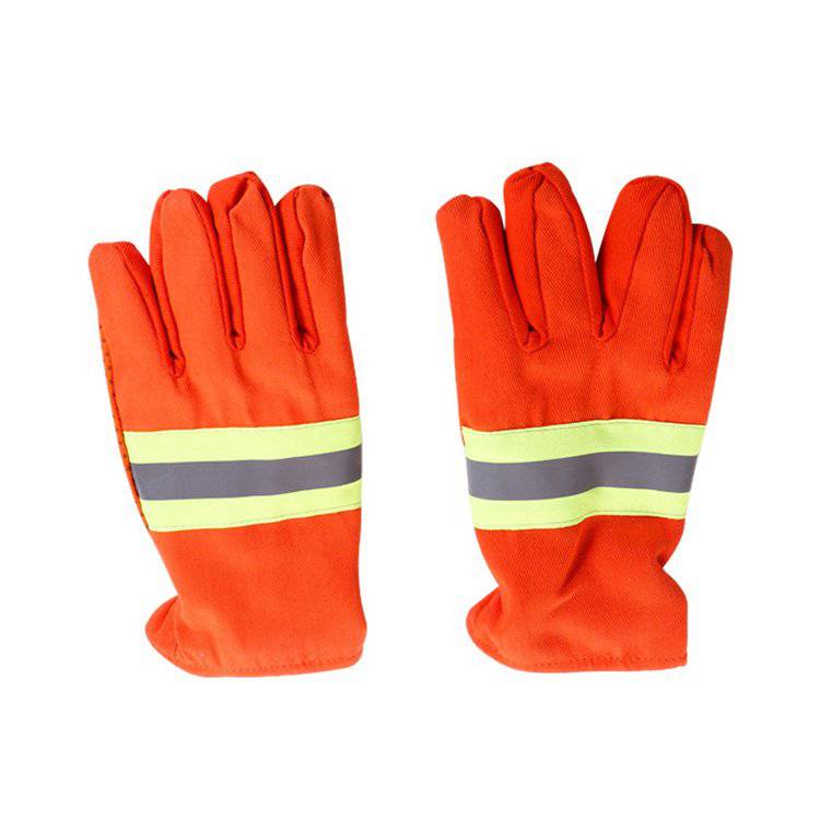 抢险救援防护手套牛皮隔热统型橘色芳纶17式消防应急救援手套