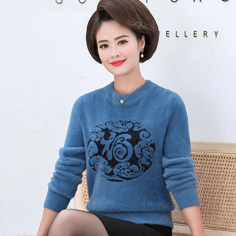 儿童服装批发网宽松保暖毛衣上衣妈妈时尚洋气中老年妈妈女一手货源***